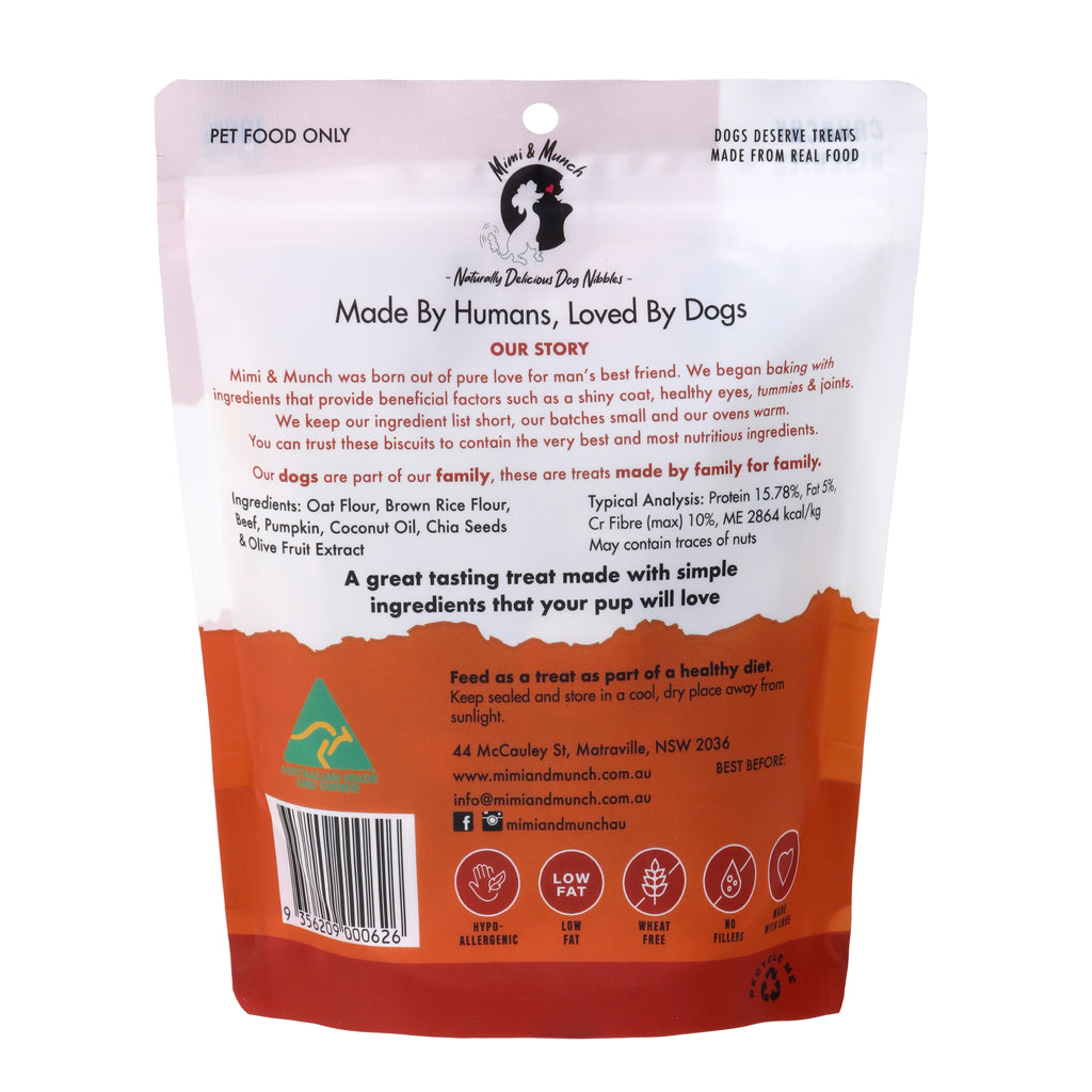 Beefy Burger Natural Dog Treats - Mimi & Munch AU - Baked Treats