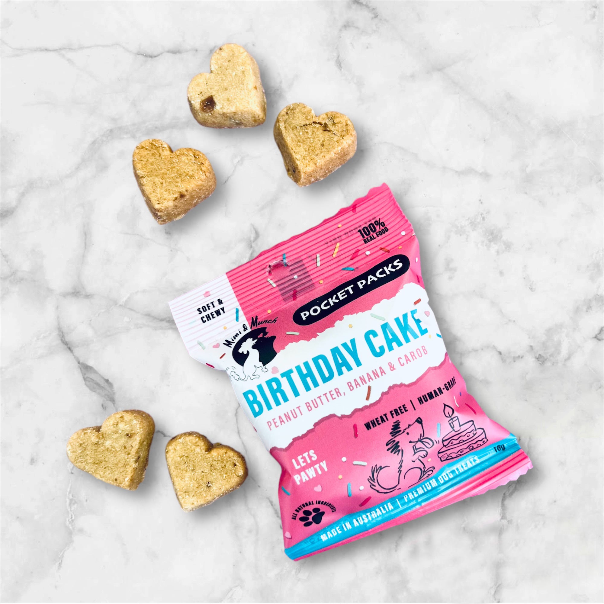 Birthday Cake Soft & Chewy Natural Dog Treats - Pocket Packs (5 Mini Packs)
