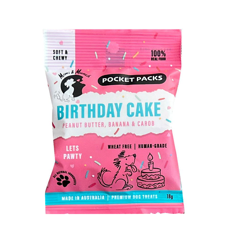 Birthday Cake Soft & Chewy Natural Dog Treats - Pocket Packs (5 Mini Packs)