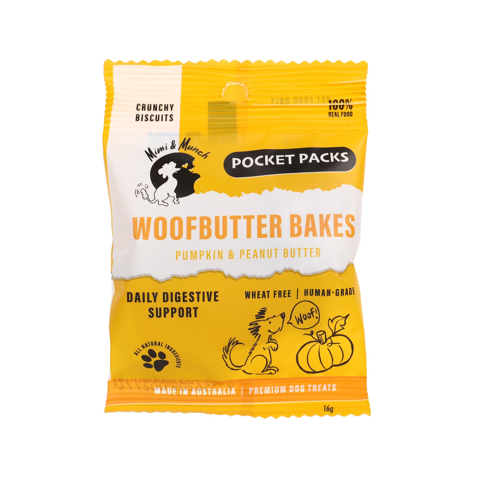 Woofbutter Bakes Natural Dog Treats - Pocket Packs (5 Mini Packs) | Natural Dog Treats