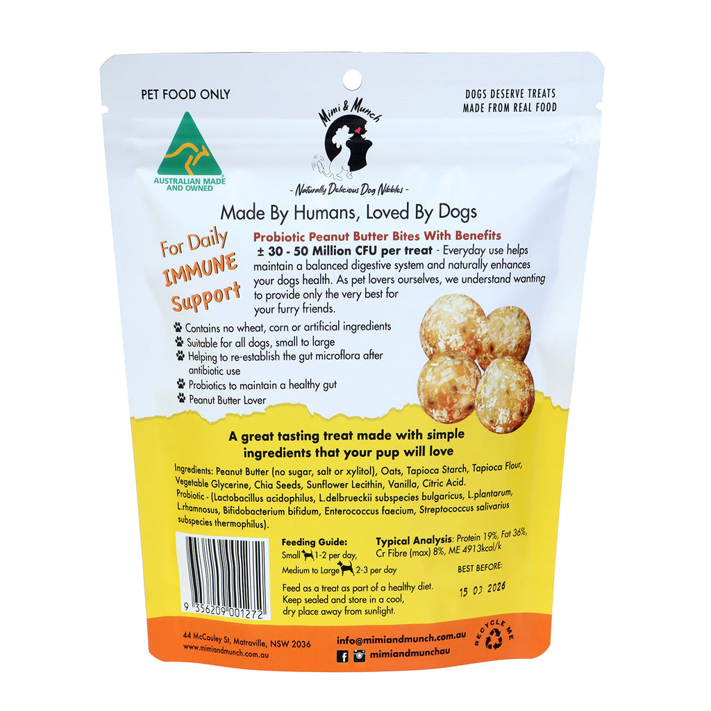 Probiotic Peanut Butter Bites Natural Dog Treats - Mimi & Munch AU - Peanut Butter Bites