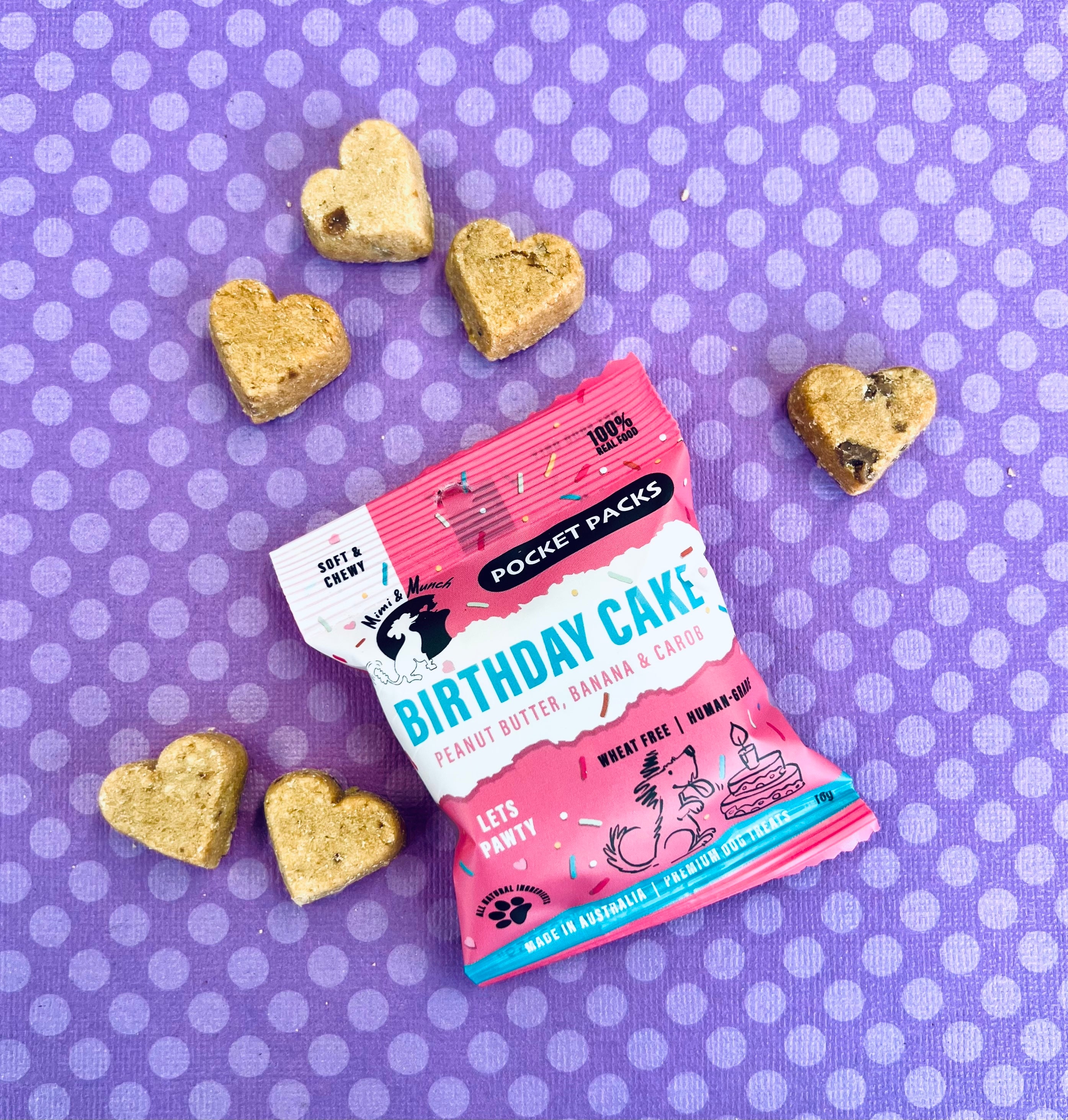 Birthday Cake Soft & Chewy Natural Dog Treats - Pocket Packs (5 Mini Packs)