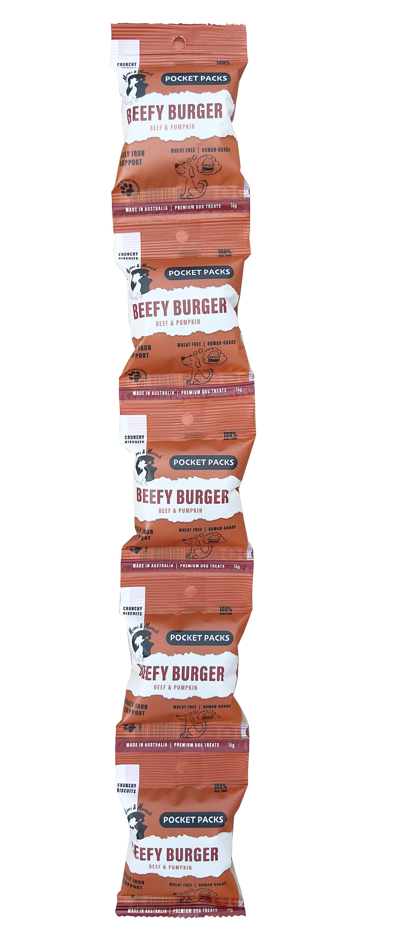 Pocket Packs - Beefy Burger Baked Biscuits (5 Mini Packs In A Strip)